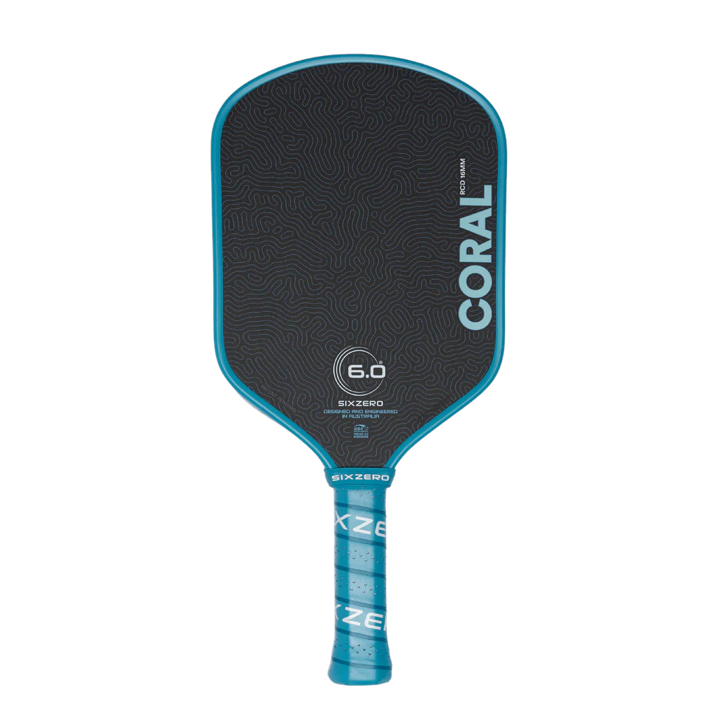 Coral_Hybrid_Ocean_Blue_Front Vợt Pickleball Six Zero Coral - Ảnh 1